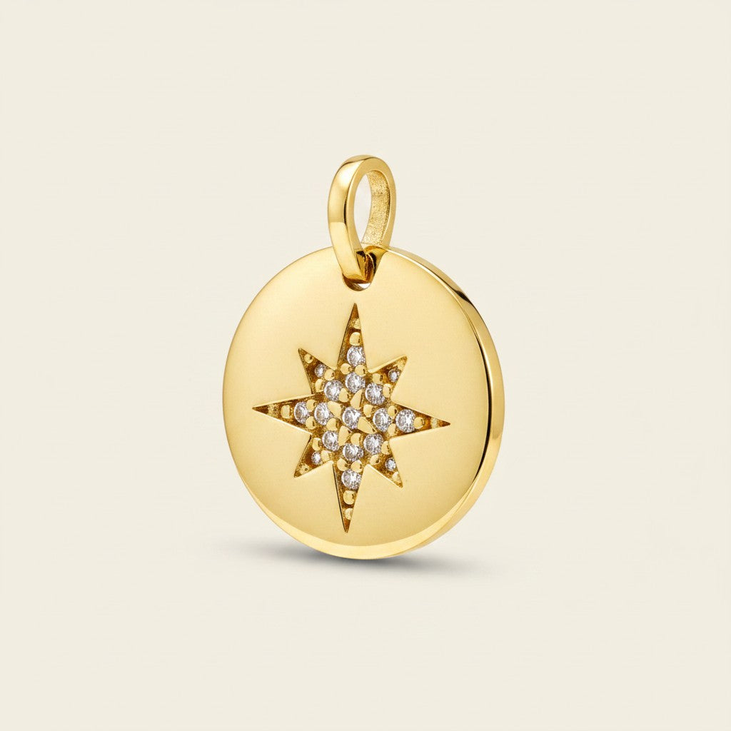 ⭐ 18k Gold Filled Starburst CZ Pendant — Your Guide Star. Always at the Neckline.