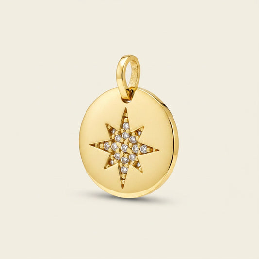 ⭐ 18k Gold Filled Starburst CZ Pendant — Your Guide Star. Always at the Neckline.