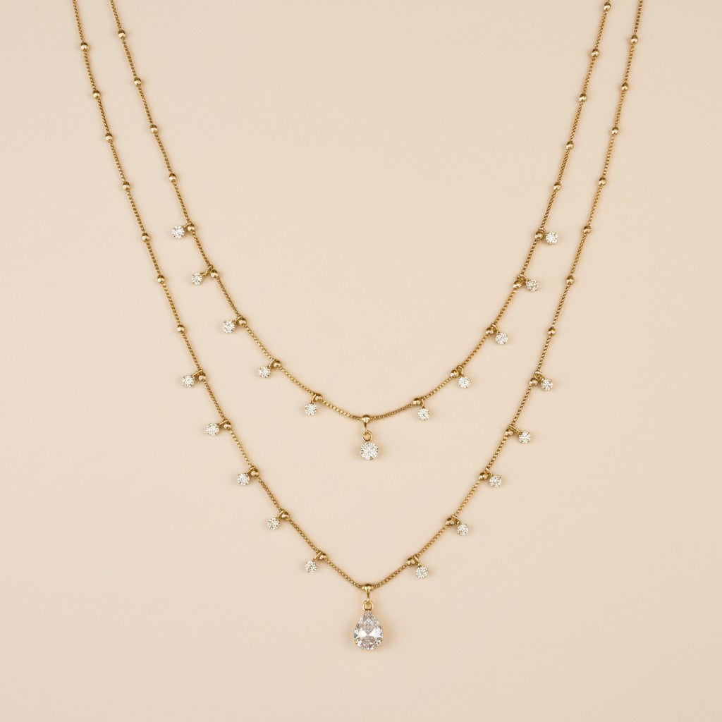 18k Gold Filled CZ Teardrop Satellite Necklace | The Upgraded Best Seller