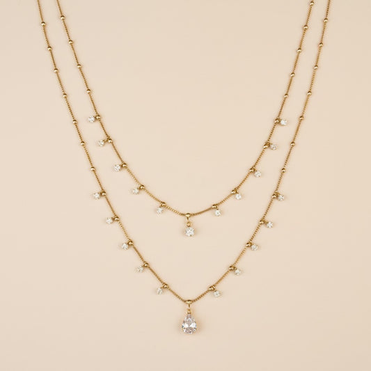 18k Gold Filled CZ Teardrop Satellite Necklace | The Upgraded Best Seller