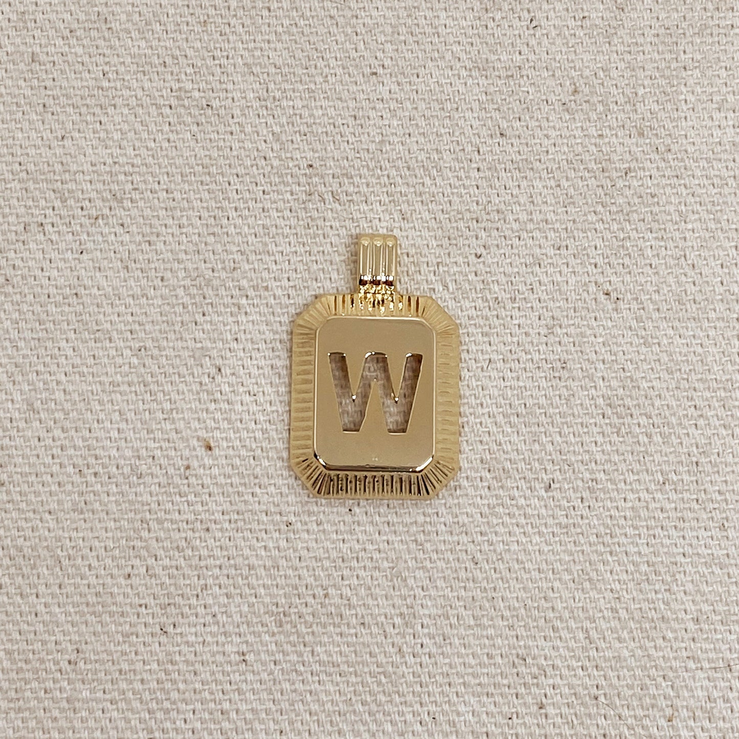 GoldFi 18k Gold Filled Initial Plate Pendant Letter W