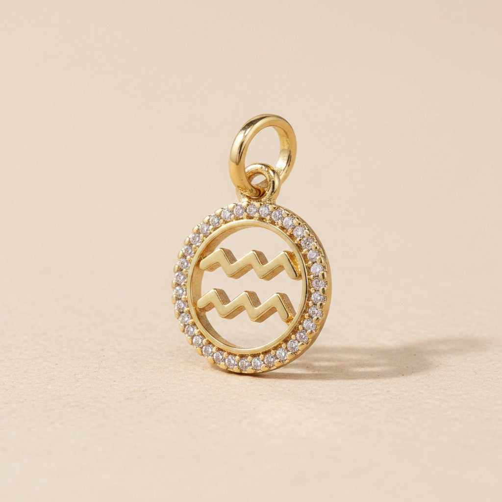 18k Gold Filled Mini Aquarius Zodiac Pendant