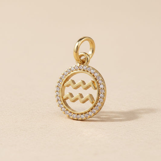 18k Gold Filled Mini Aquarius Zodiac Pendant