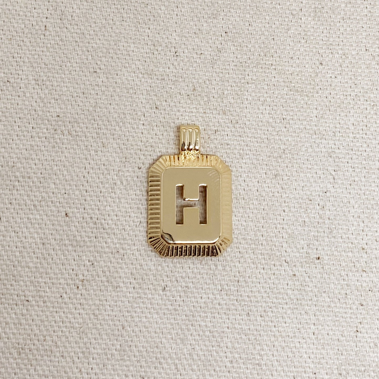 GoldFi 18k Gold Filled Initial Plate Pendant Letter H