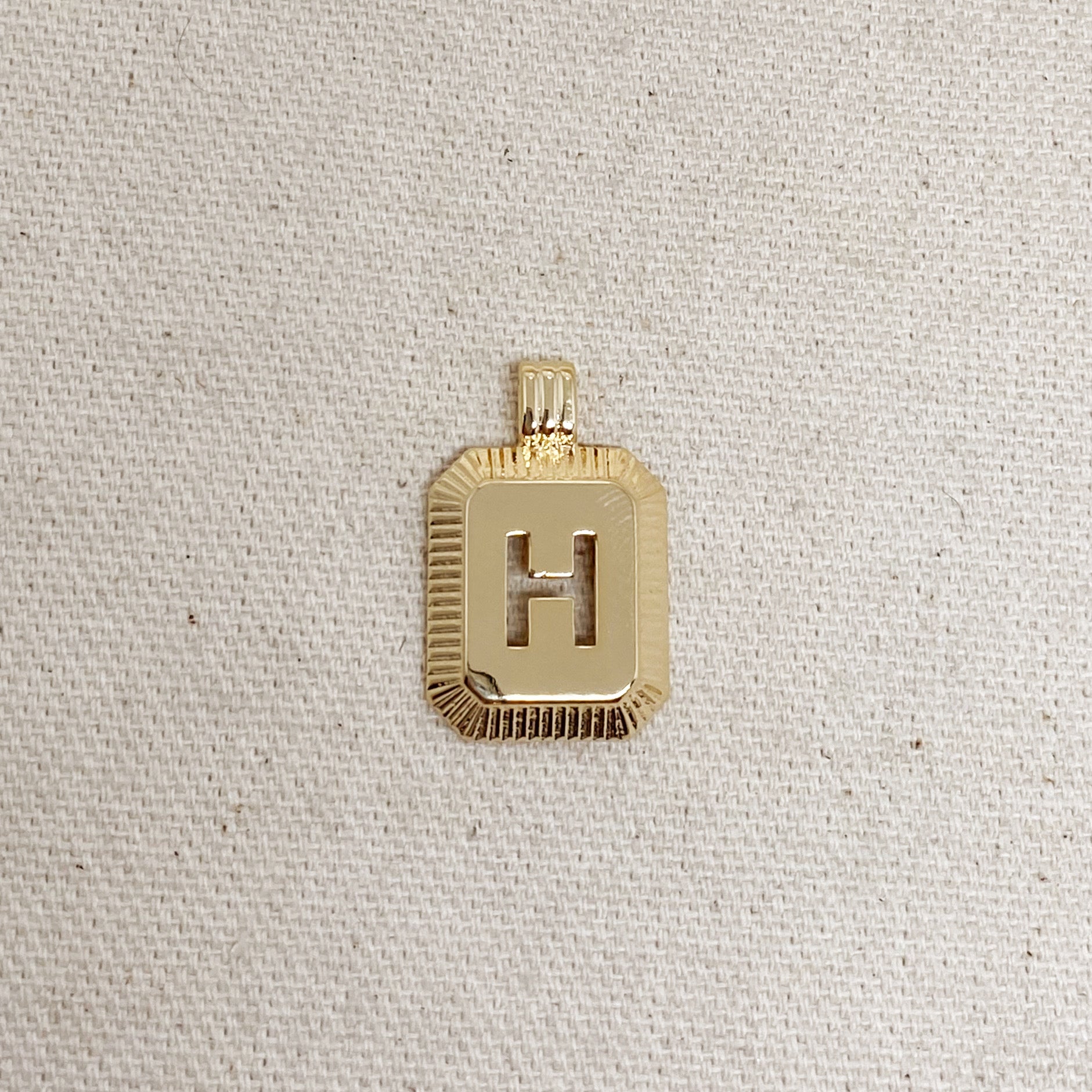 GoldFi 18k Gold Filled Initial Plate Pendant Letter H