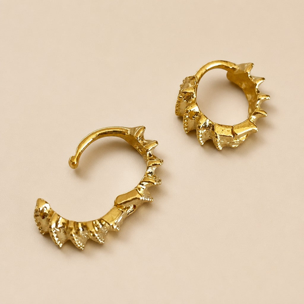 18k Gold Filled Rugged Petite Clicker Hoop Earrings