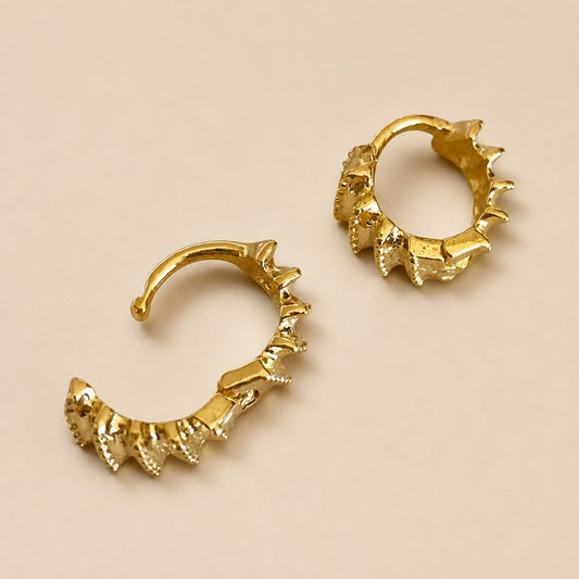 18k Gold Filled Rugged Petite Clicker Hoop Earrings