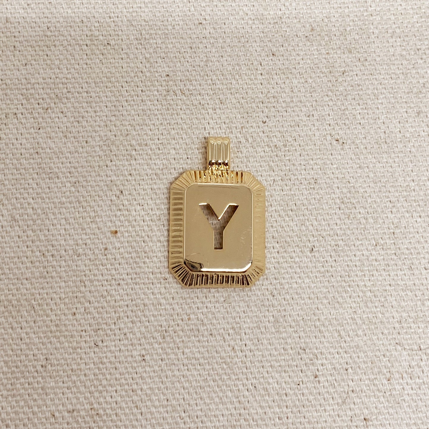 GoldFi 18k Gold Filled Initial Plate Pendant Letter Y