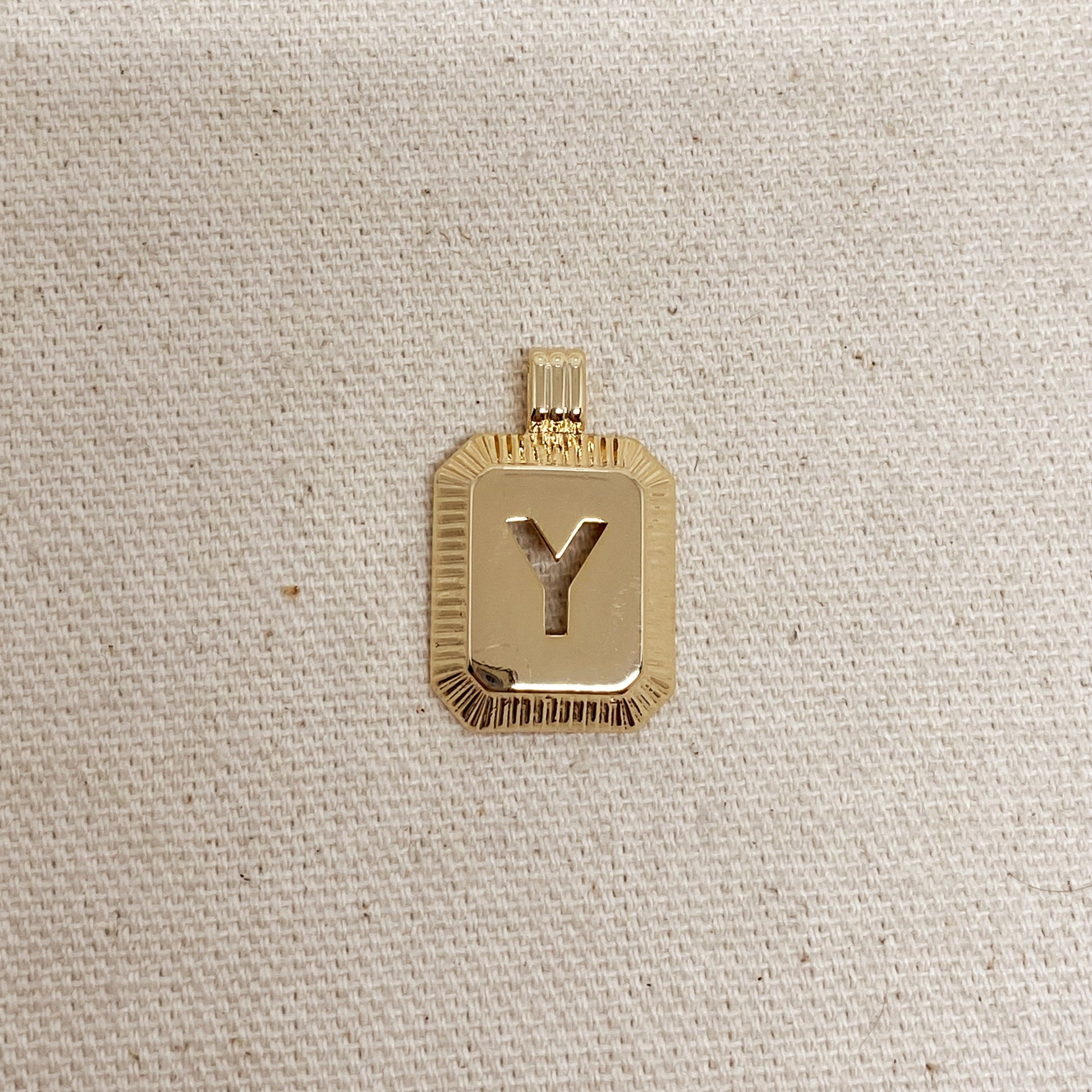 GoldFi 18k Gold Filled Initial Plate Pendant Letter Y