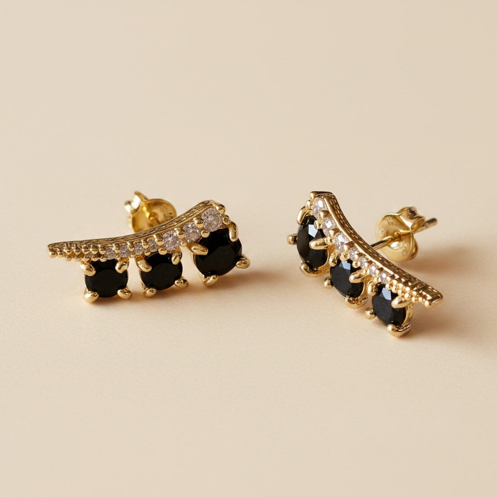 18k Gold Filled Triple Stone Ear Climber Earrings | True Craftsmanship