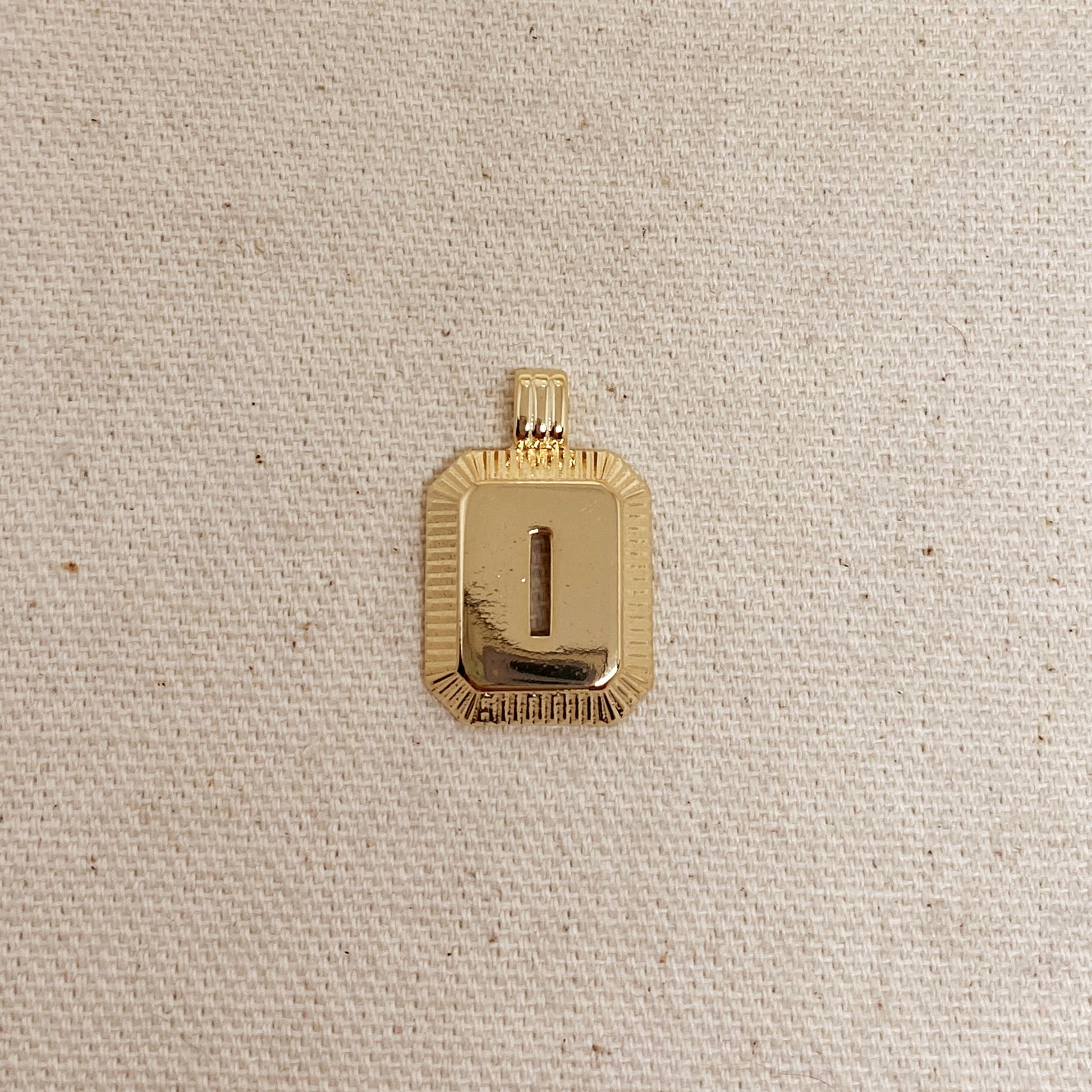 GoldFi 18k Gold Filled Initial Plate Pendant Letter I