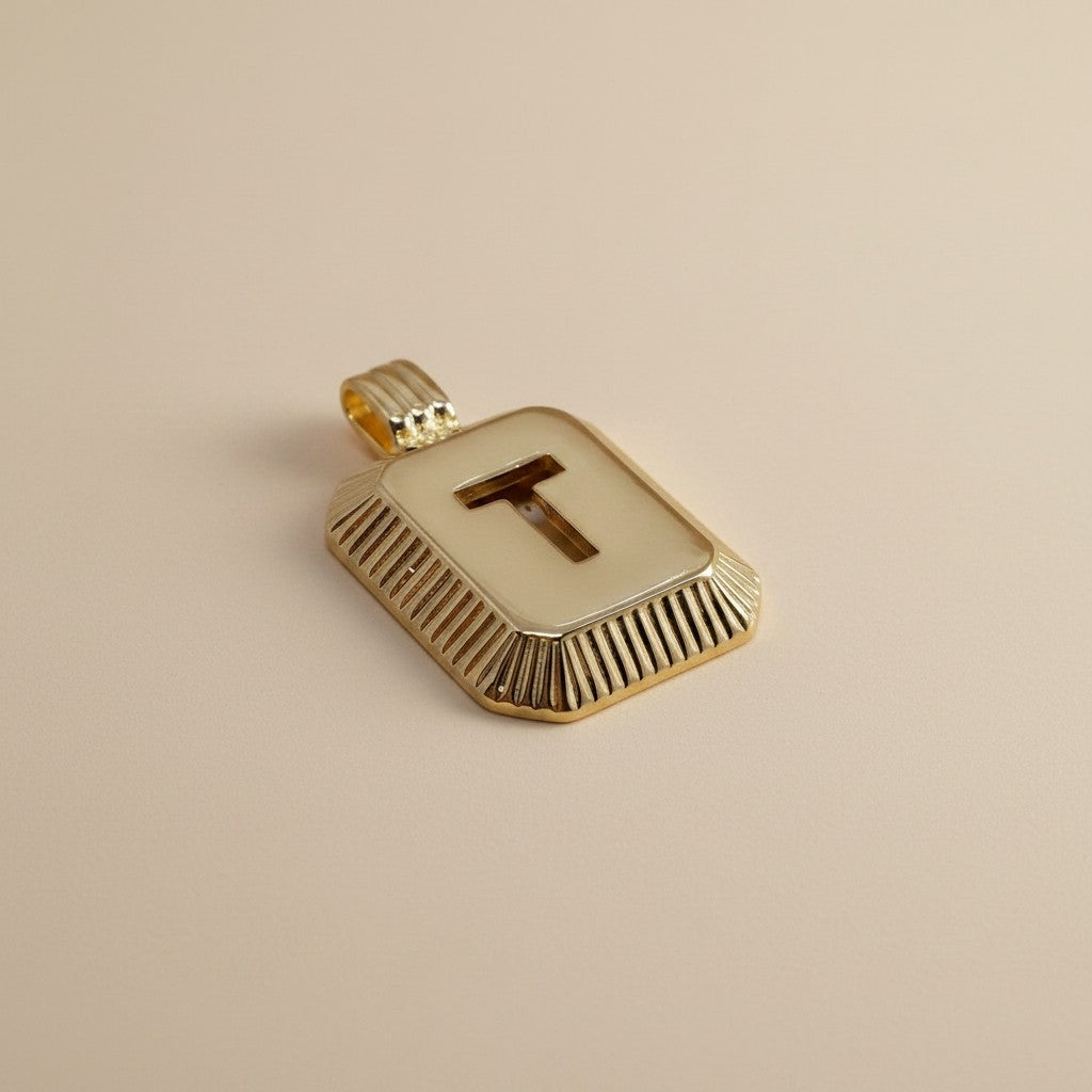 18k Gold Filled Diamond-Cut Initial Pendant — Your Letter. Your Name. Worn in Gold.