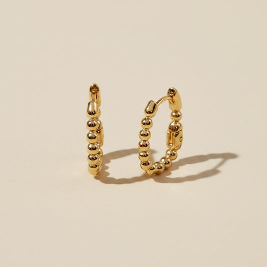 ✨ 18k Gold Filled Beaded Rectangle Clicker Earrings — Granulated Edges. Geometric Form. The Detail That Commands Attention