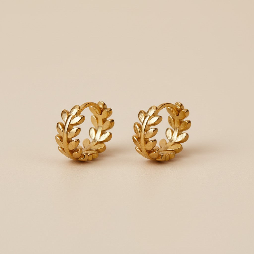 Leaf Clicker Hoop Earrings for Women - Delicate Nature-Inspired Hoops
