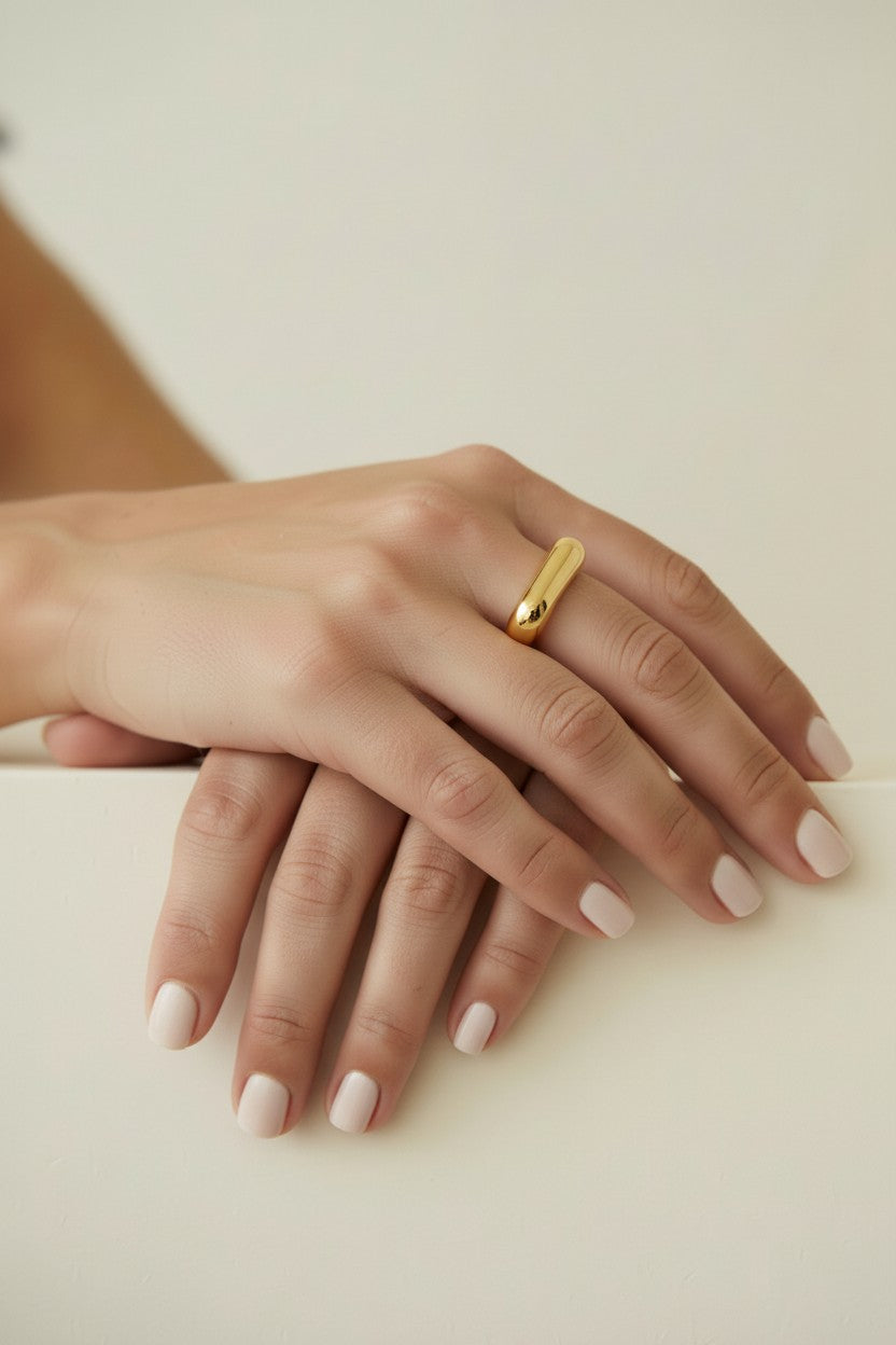 Bubble Flat Top Stackable Ring for Women - Statement Ring with Delicate Design, Hypoallergenic