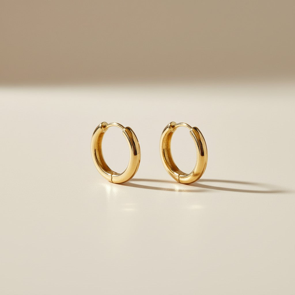 Gold Rounded Polished Clicker Hoop Earrings