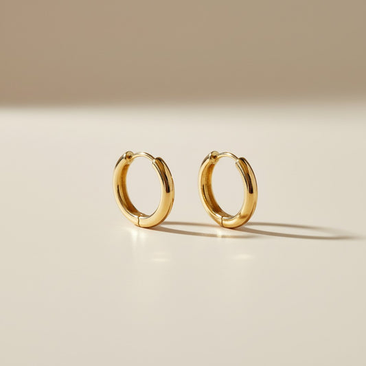Gold Rounded Polished Clicker Hoop Earrings