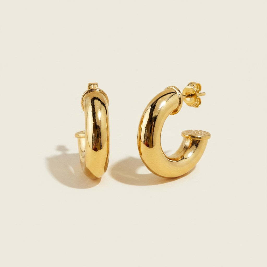 18k Gold Filled Chubby Short C-Hoop Earrings | The Hoop Everyone Asks About