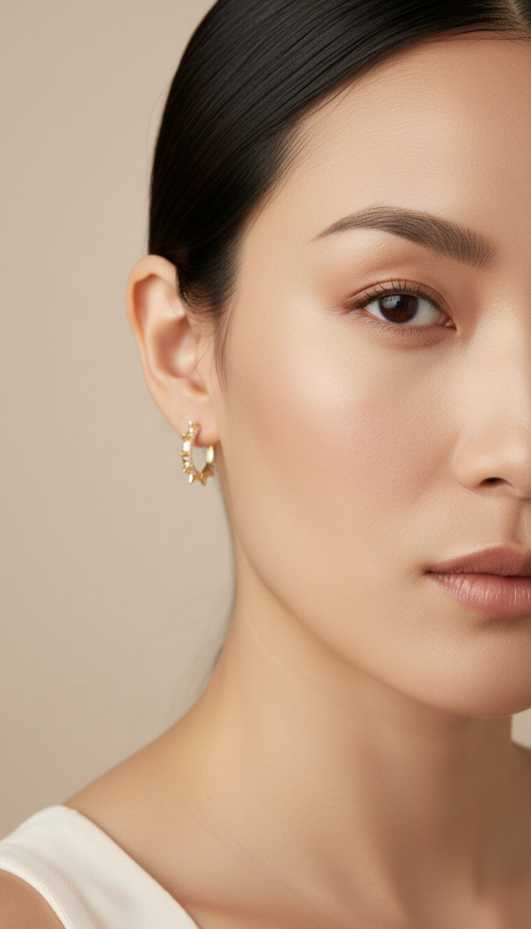 ⚡ 18k Gold Filled Spike CZ Huggie Earrings — Edge at the Rim. Sparkle on the Hoop. Both at Once.