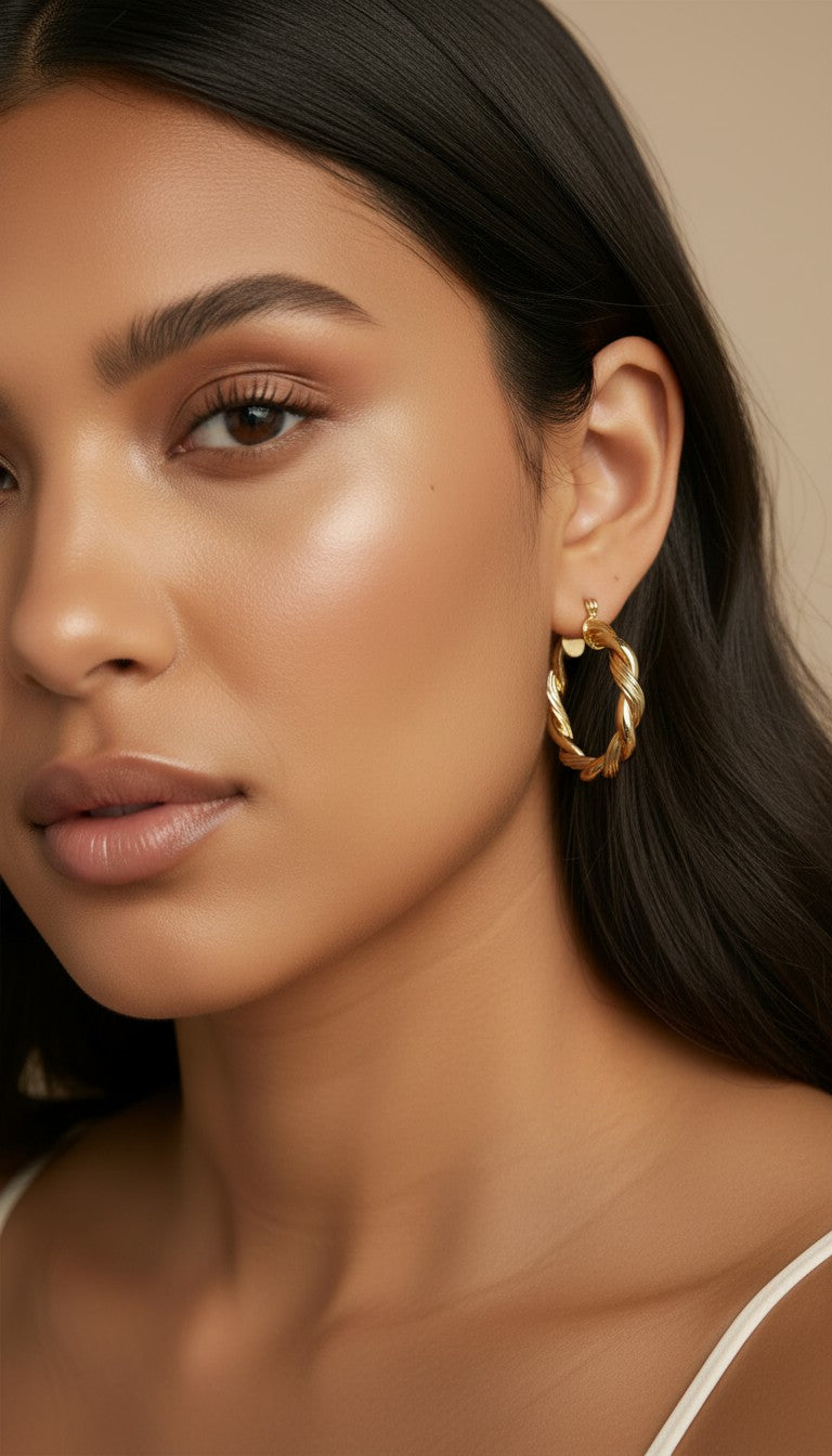 ✨ 18k Gold Filled Double Twisted Tube Hoop Earrings — The Twist. Twice. At 30mm.