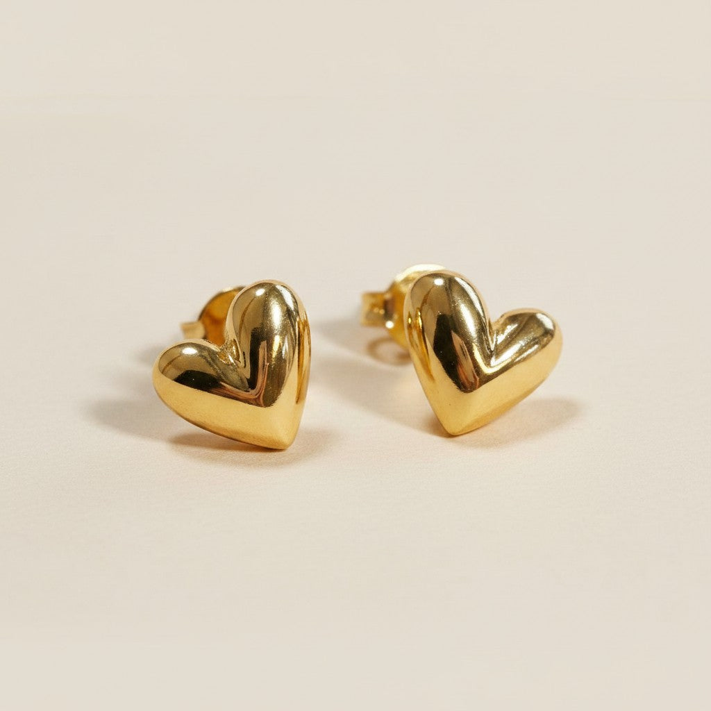 💛 18k Gold Filled Mini Uneven Heart Stud Earrings — Imperfect by Design. Perfectly Charming