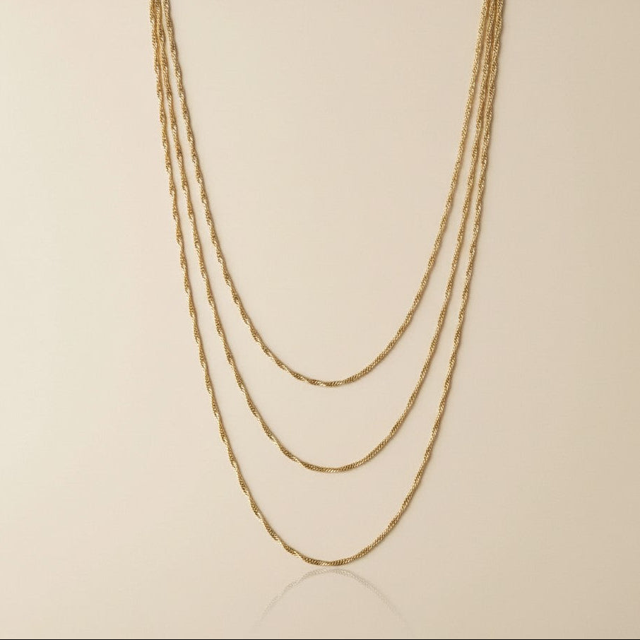 Singapore Chain Necklace - 1.3mm Delicate Gold Chain for Women - Hypoallergenic