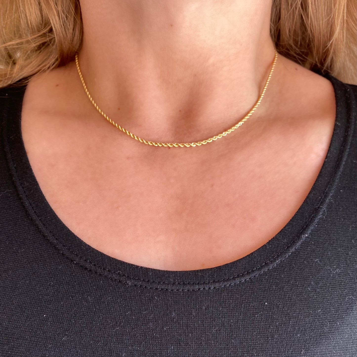 18k Solid Gold 1.8mm Rope Chain