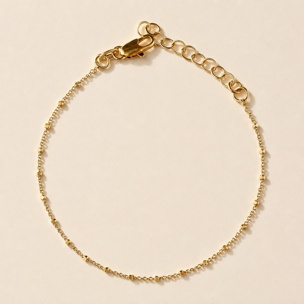 18k Gold Filled 1mm Spaced Beaded Bracelet | Delicate Everyday Style