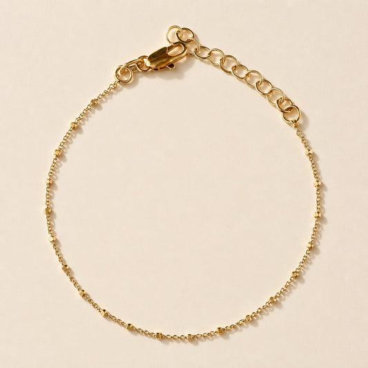 18k Gold Filled 1mm Spaced Beaded Bracelet | Delicate Everyday Style