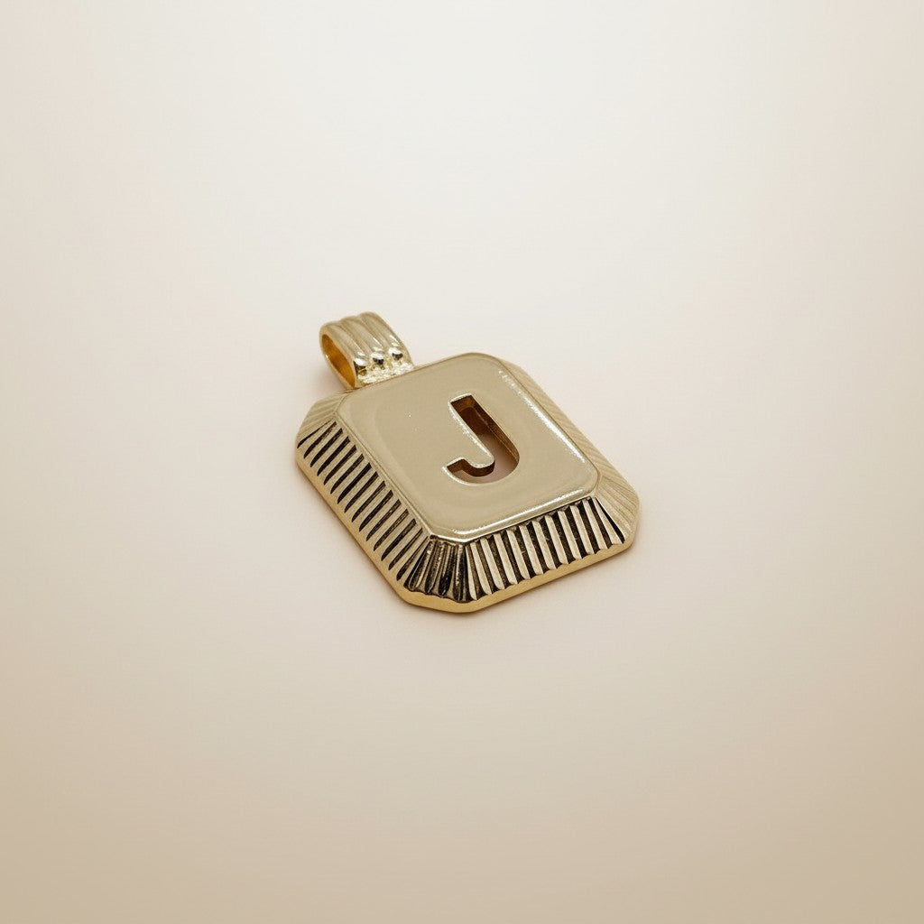 18k Gold Filled Diamond-Cut Initial Pendant — Your Letter. Your Name. Worn in Gold.
