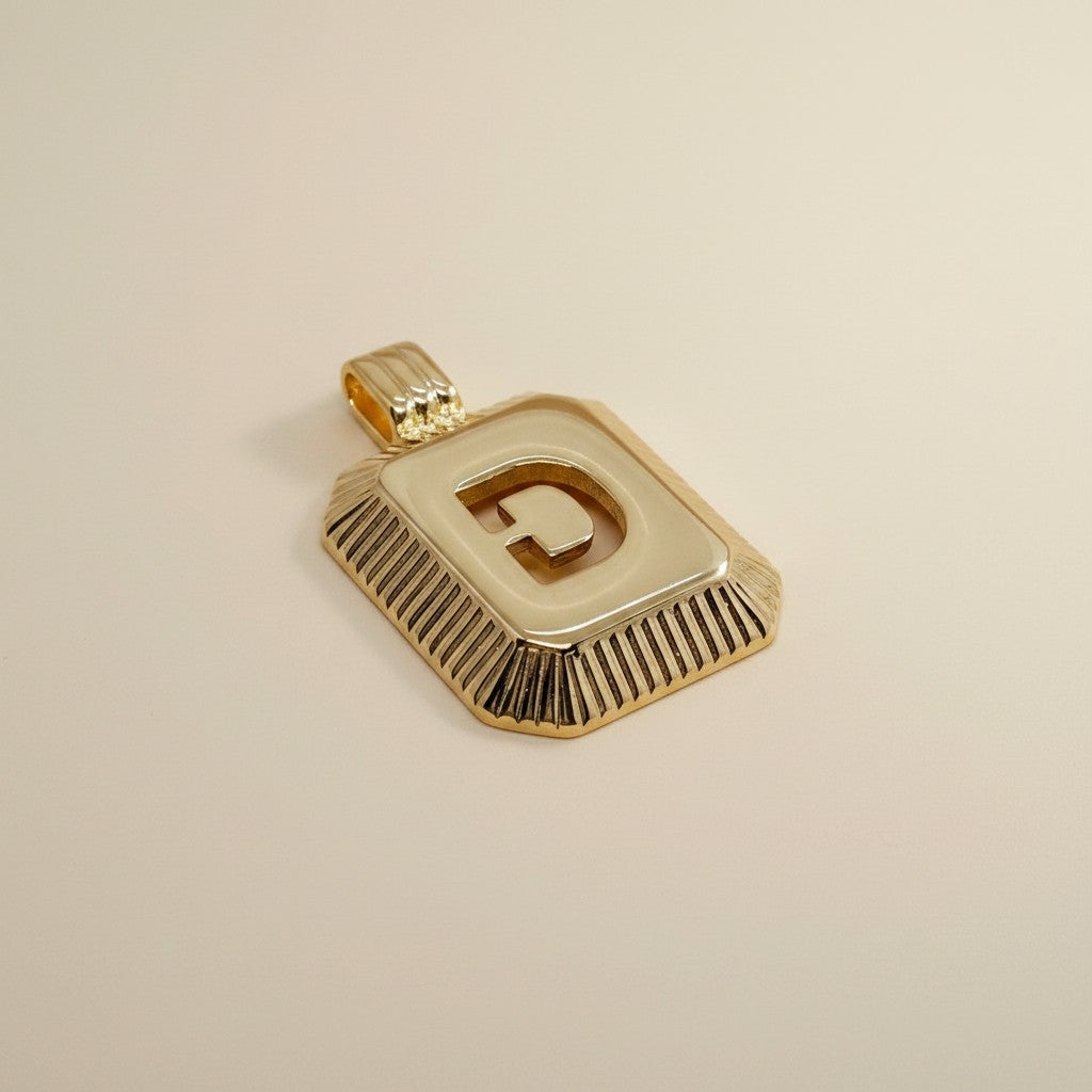 18k Gold Filled Diamond-Cut Initial Pendant — Your Letter. Your Name. Worn in Gold.