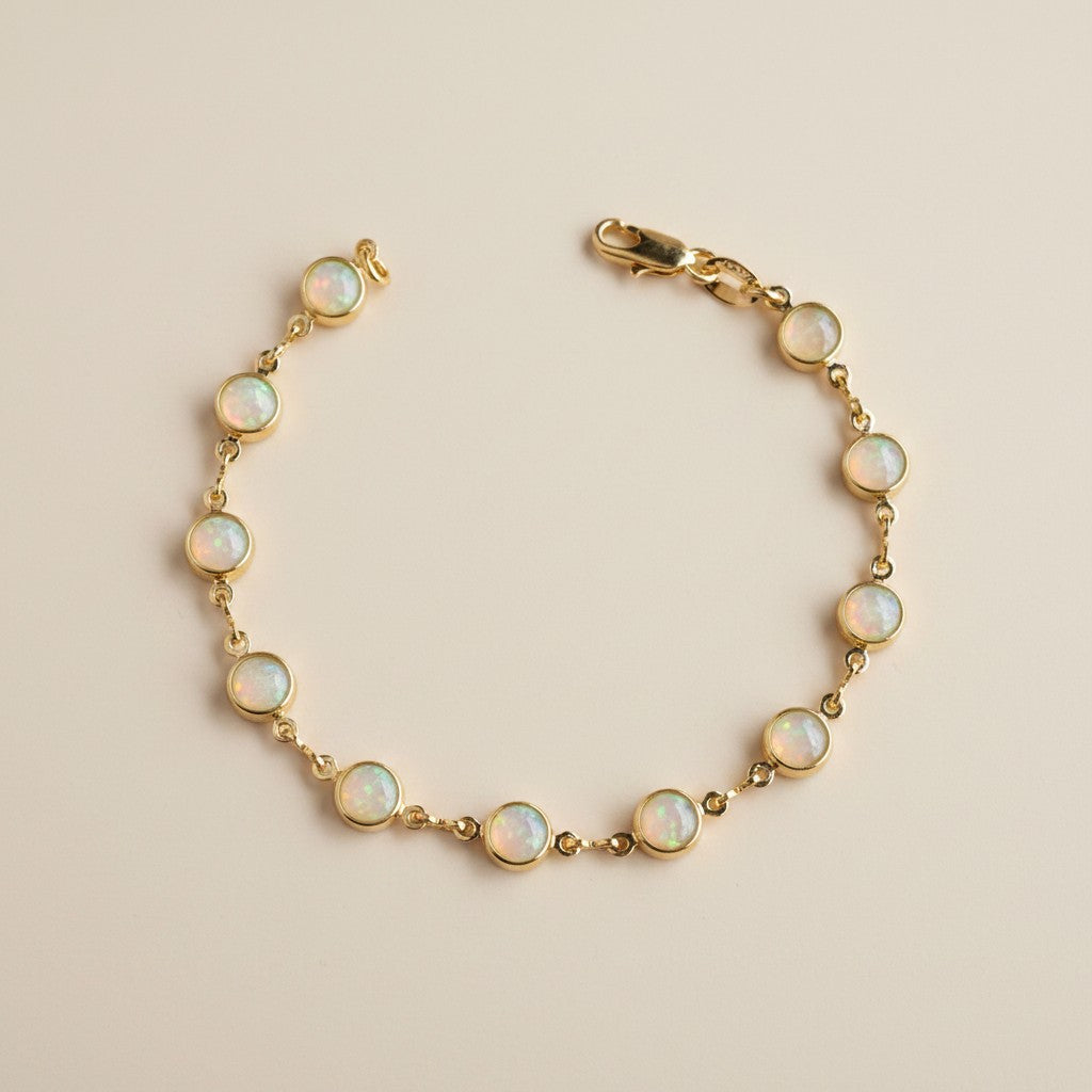 18k Gold Filled Rounded Opal Bracelet | Trendy Summer Statement