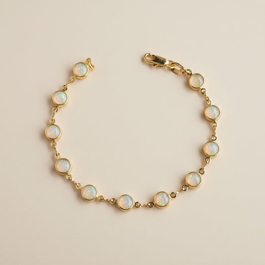 18k Gold Filled Rounded Opal Bracelet | Trendy Summer Statement