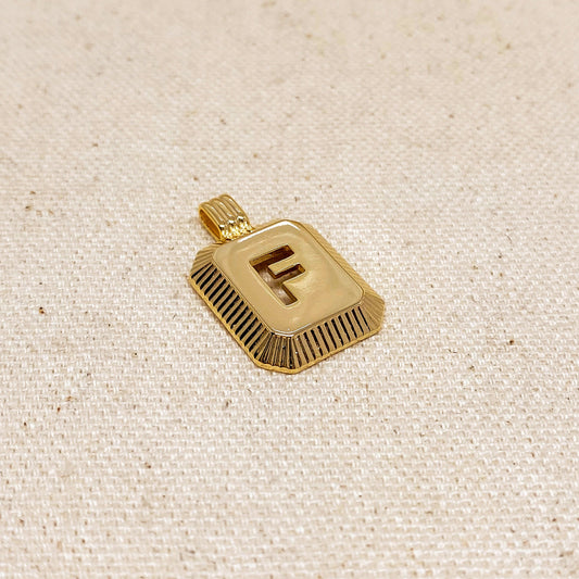 GoldFi 18k Gold Filled Initial Plate Pendant Letter F