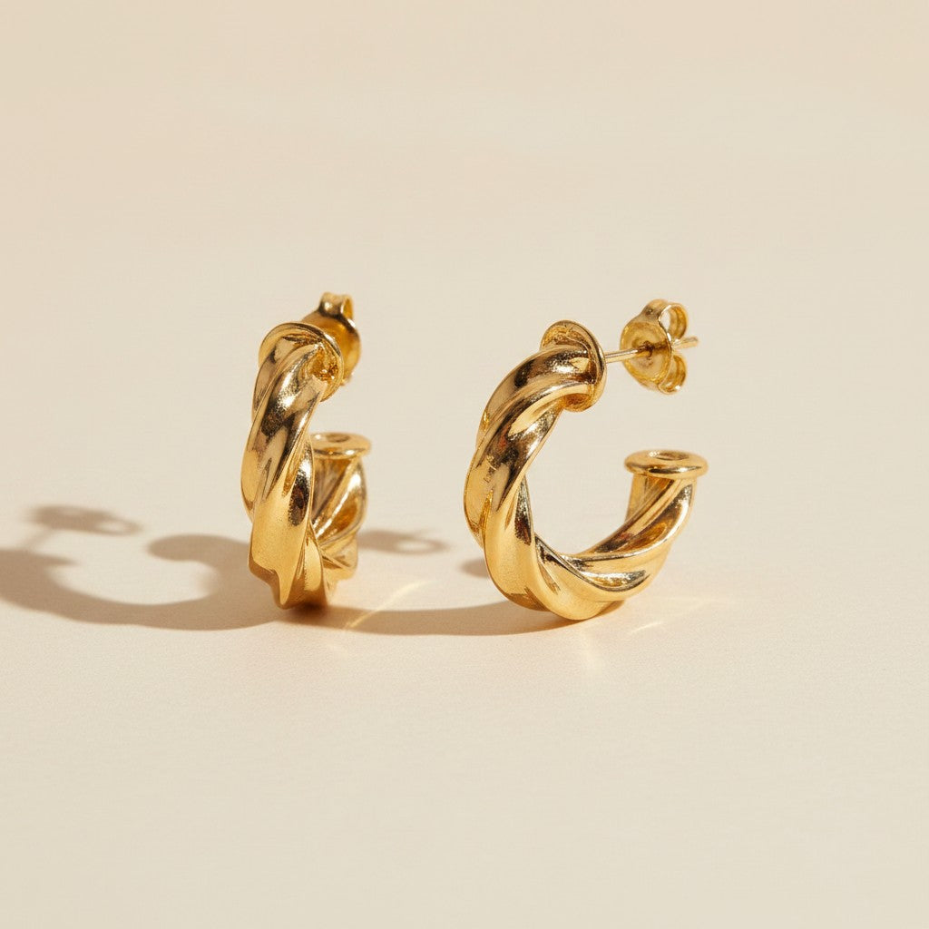 18k Gold Filled Twisted C-Hoop Earrings | See It, Want It, Need It