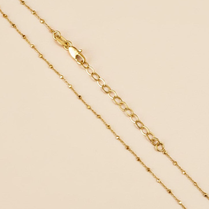 18k Gold Filled 1mm Spaced Beaded Chain Necklace | Delicate Everyday Style