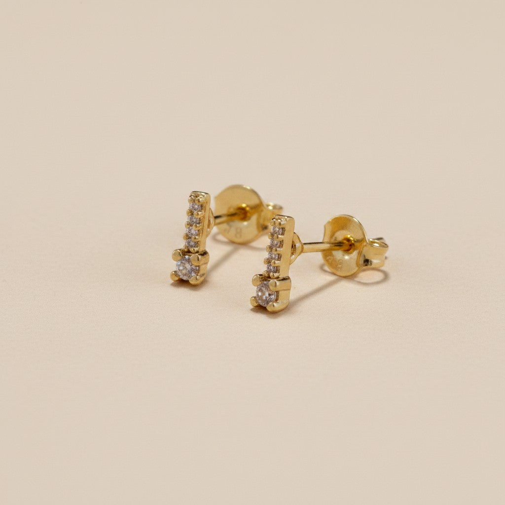✨ 18k Gold Filled Micro CZ Bar Stud Earrings — The Slimmest Line. AAAAA Sparkle All the Way Along.