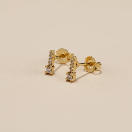 ✨ 18k Gold Filled Micro CZ Bar Stud Earrings — The Slimmest Line. AAAAA Sparkle All the Way Along.