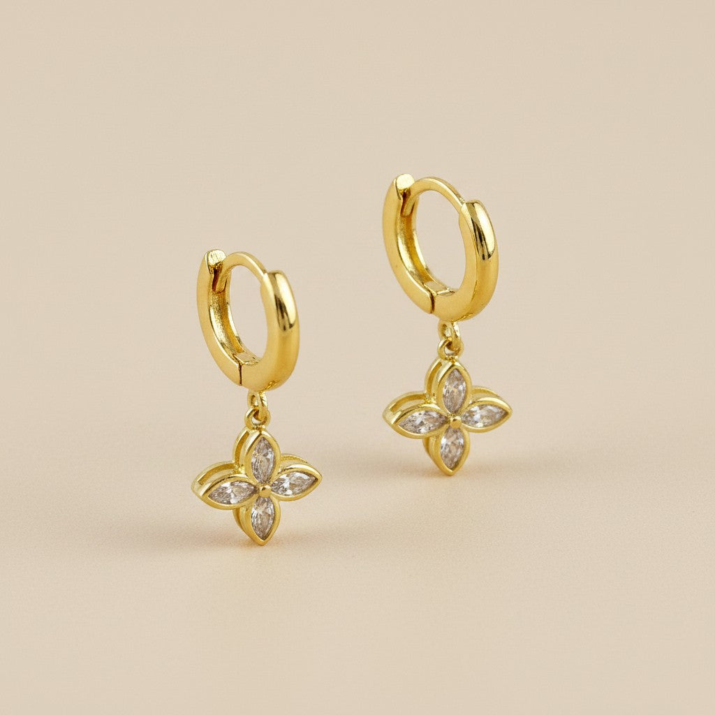 🌸 18k Gold Filled CZ Flower Cluster Hoop Earrings — The Hoop Above. The Bloom Below.