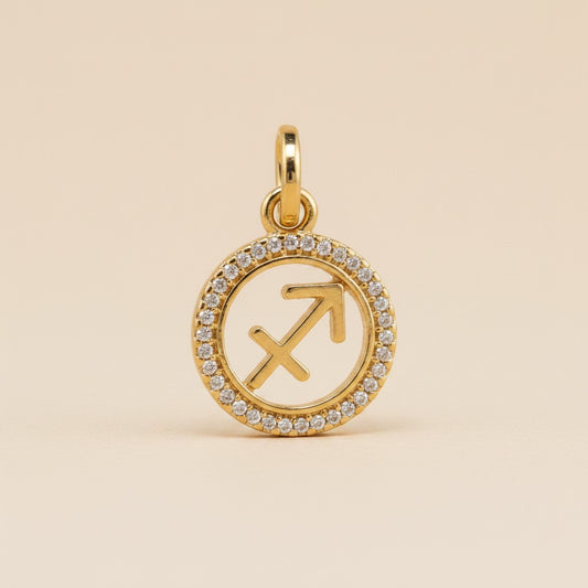 ♐ 18k Gold Filled Mini Sagittarius Zodiac Pendant — The Archer's Arrow. CZ-Edged. Aimed at Everything.
