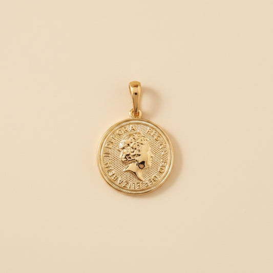 👑 18k Gold Filled Queen Coin Portrait Pendant — Regal. Timeless. The Coin That Belongs at the Neckline.