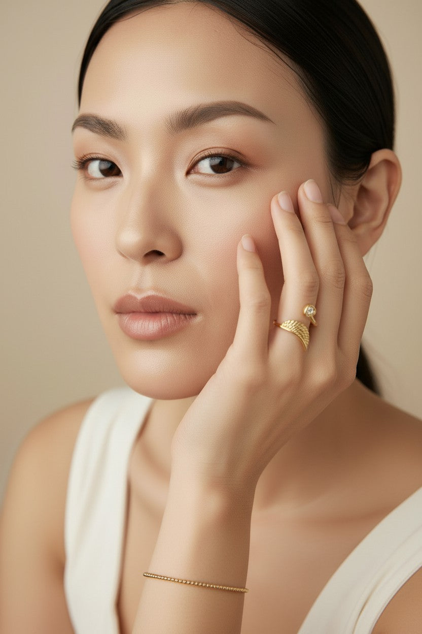 💛 18k Gold Filled Heart &amp; Wing CZ Ring — Love on One Side. Freedom on the Other
