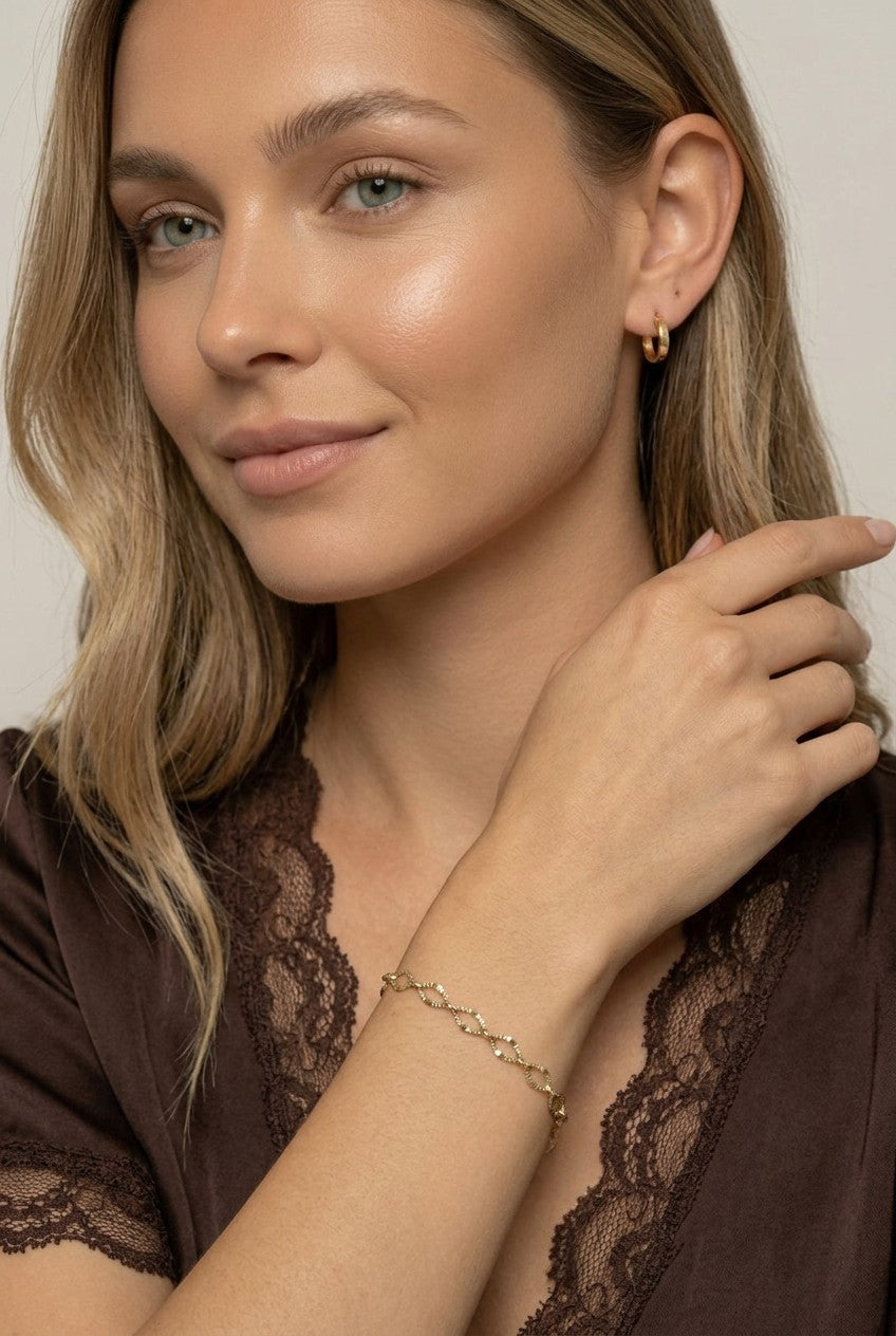 18k Gold Filled Diamond Cut Detailed Chain Bracelet | Exceptional Brilliance