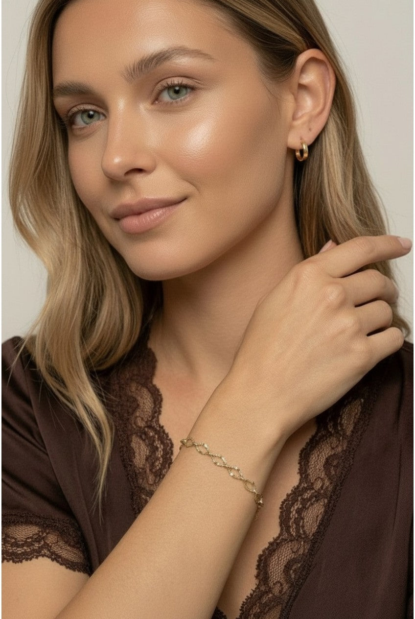 18k Gold Filled Diamond Cut Detailed Chain Bracelet | Exceptional Brilliance