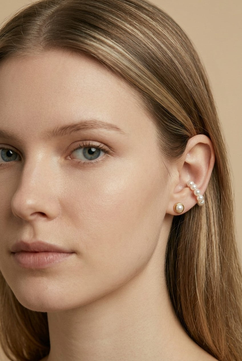 18k Gold Filled Korean Pearl Stud Earrings | Delicate Signature Style