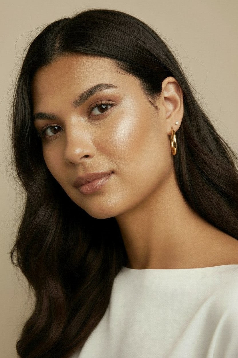 ✨ 18k Gold Filled Large Plain Tube Hoop Earrings — Statement Size. Featherlight Feel. All Day, Every Occasion.