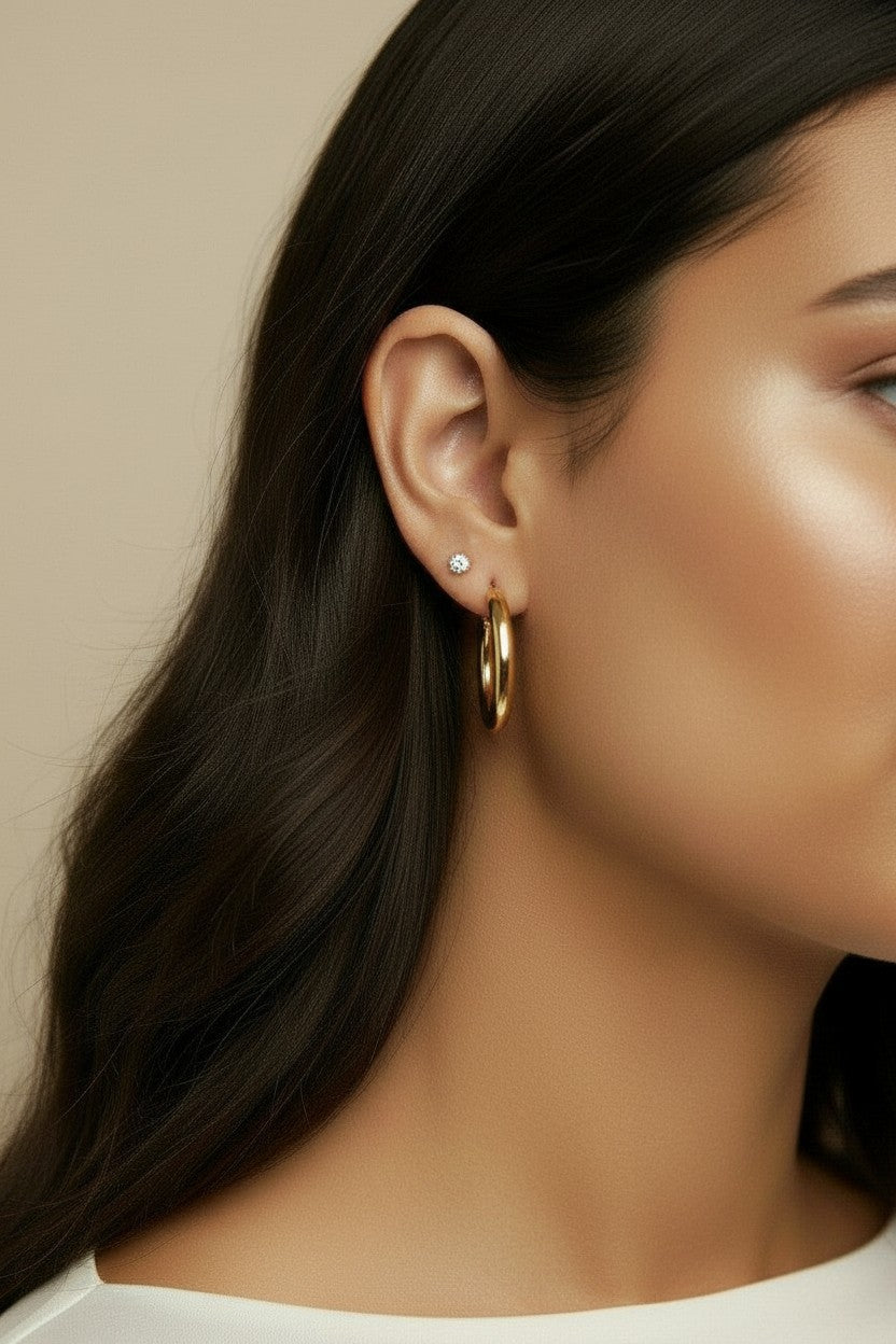 ✨ 18k Gold Filled Large Plain Tube Hoop Earrings — Statement Size. Featherlight Feel. All Day, Every Occasion.