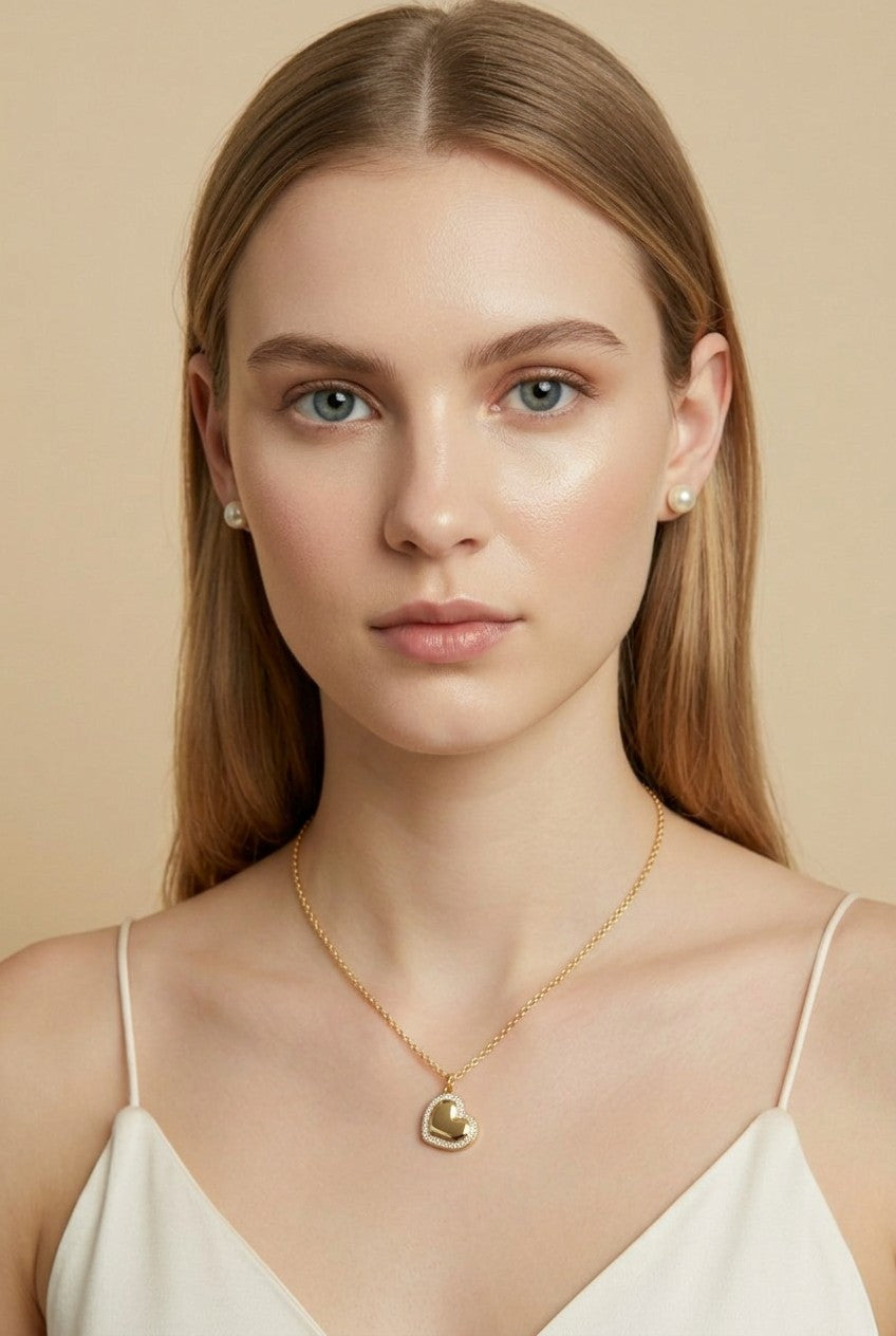 18k Gold Filled Heart Halo Pendant | Romantic Everyday Classic