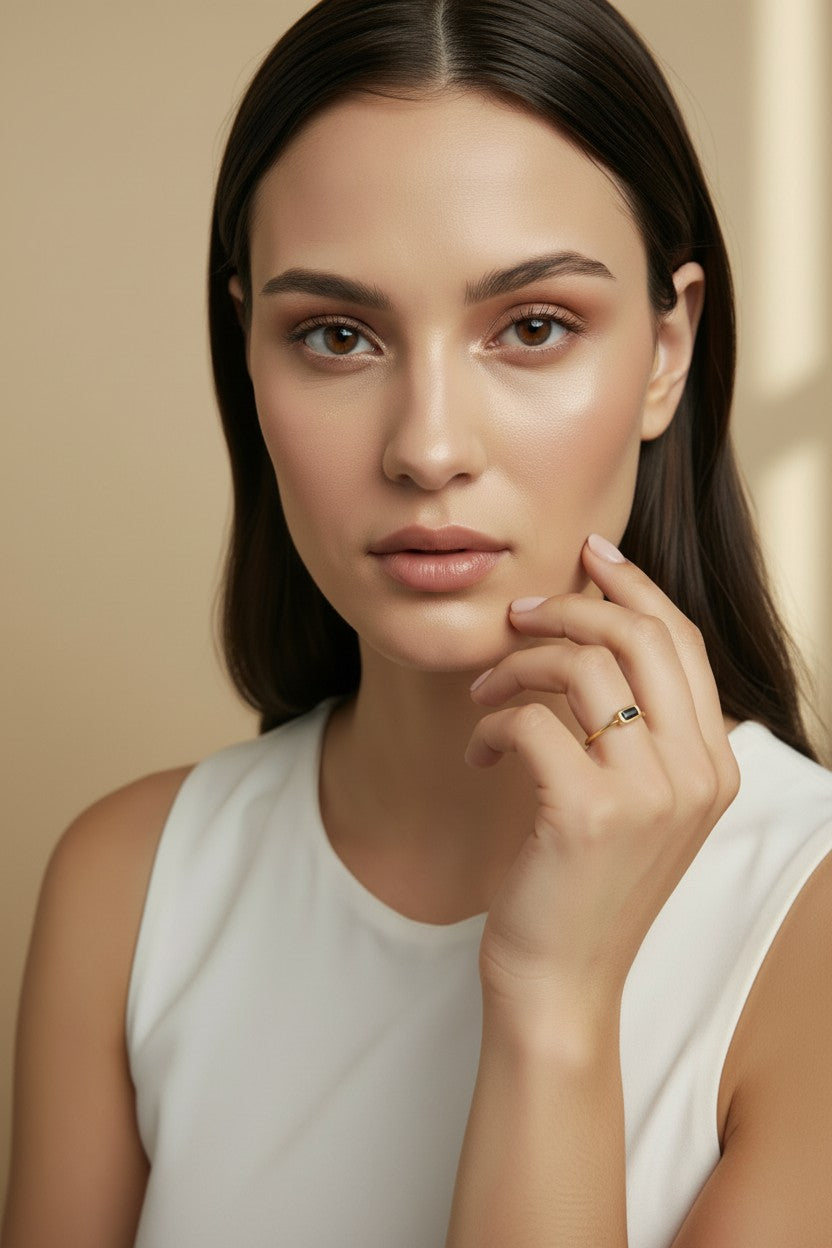 ✨ 18k Gold Filled Colored Rectangle CZ Solitaire Ring — One Stone. One Color. Quietly Commanding.