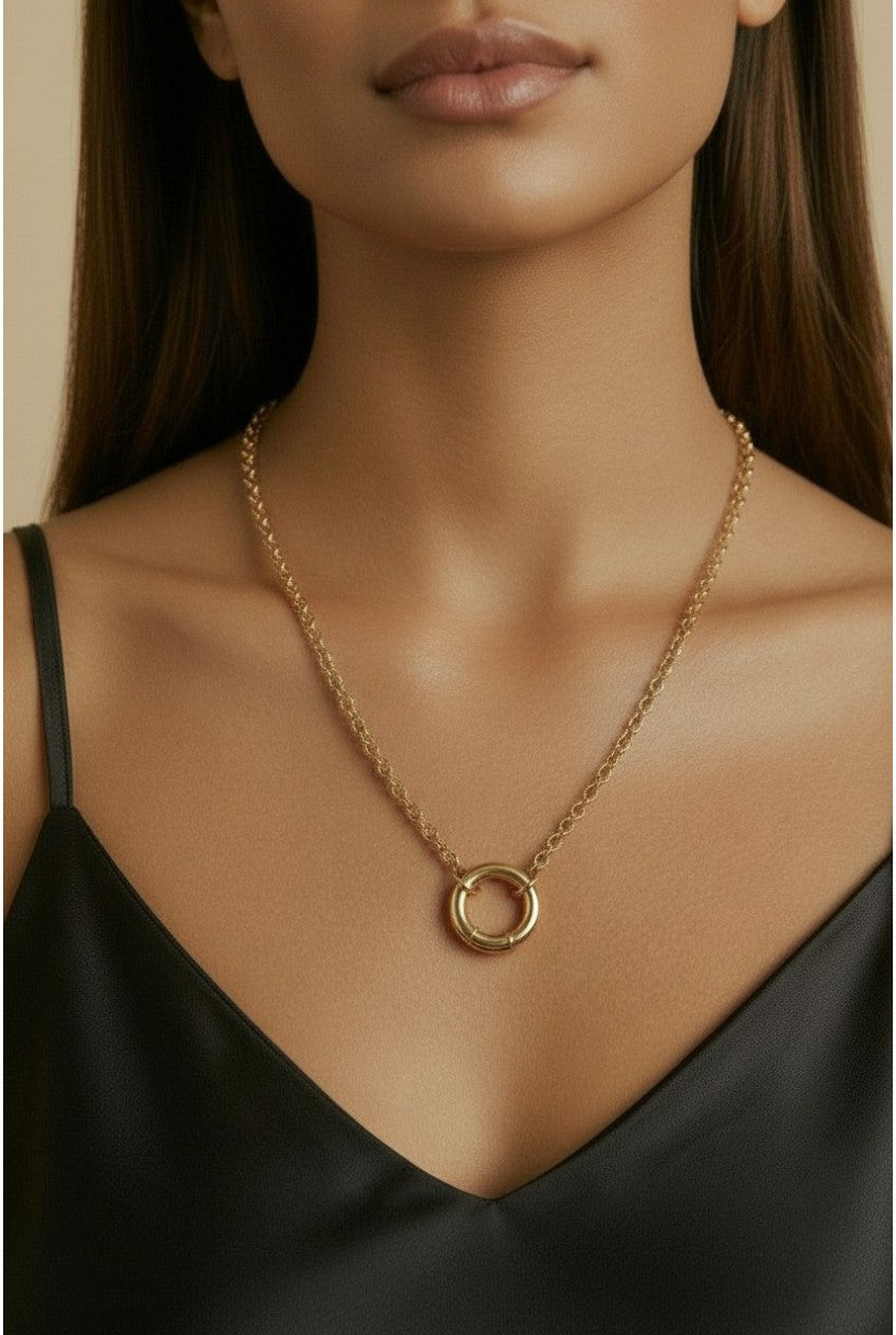18k Gold Filled Rolo Chain Necklace with Carabiner Clasp | Layer & Personalize